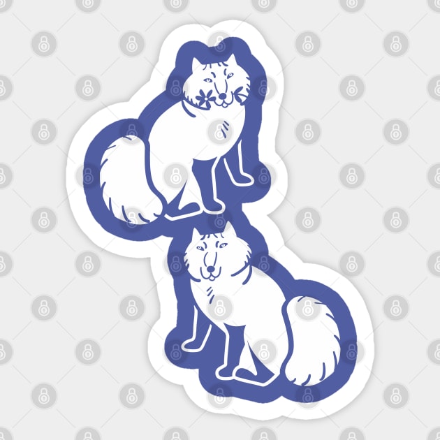 Arctic fox friends not fur white and Peri blue Sticker by belettelepink